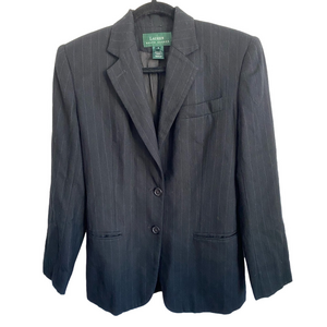 Lauren Ralph Lauren Wool Two Button Blazer - Black Faint Stripes - US 4